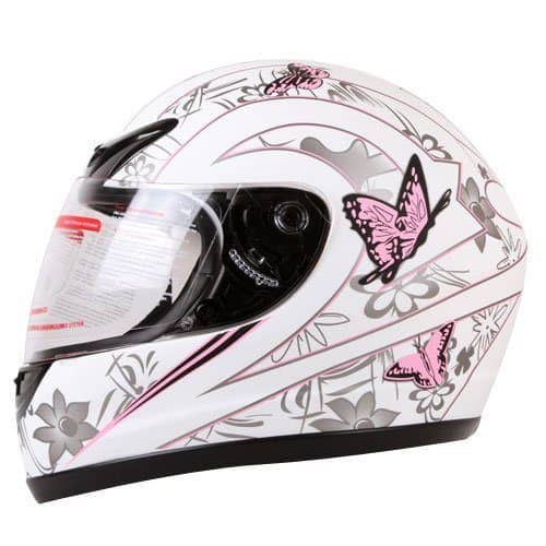 IV2 Matte White Pink Butterfly Full Face Motorcycle Helmet