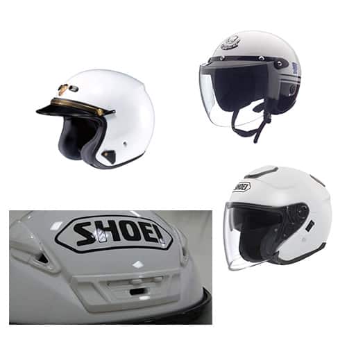 white and black helmets